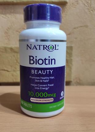 Natrol, биотин, максимальная сила действия, 10 000 мкг, 100 таблеток