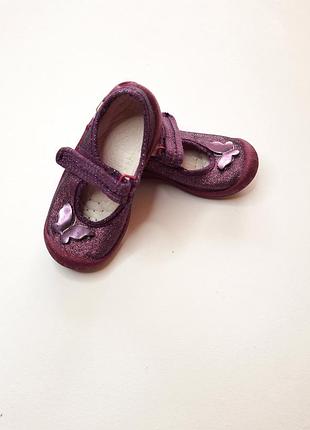 Туфлі мокасини на липучці сад на дівчинку 24 р 15 см туфлі балетки мокасини на дівчинку