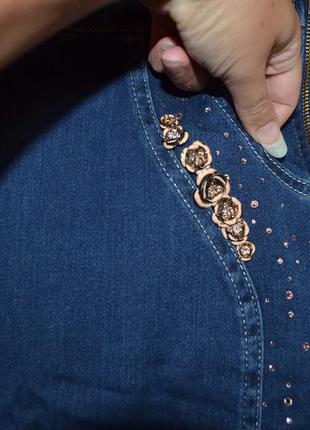 Роскошная джинсовая юбка sassofono с камнями и богатым декором!6 фото