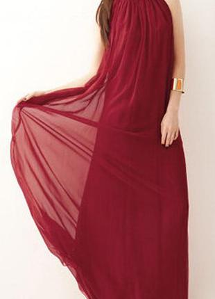 Элегантное платье из шифона цвет: винный. размер s-l (44-48 укр)3 фото