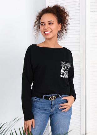 Шикарная кофта с карманом в пайетки