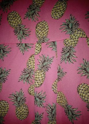 Розовый топ/блуза без рукавов в ананасы 🍍🍍🍍7 фото