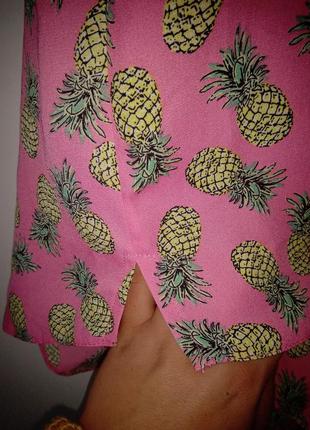 Розовый топ/блуза без рукавов в ананасы 🍍🍍🍍3 фото