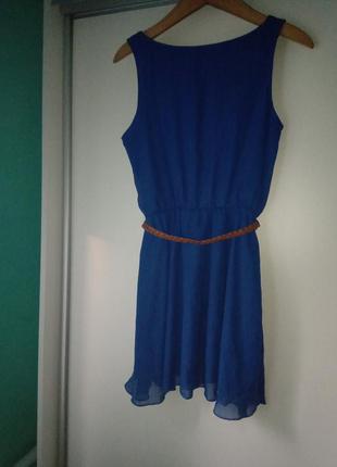 Шифоновое нарядное платье с поясом7 фото