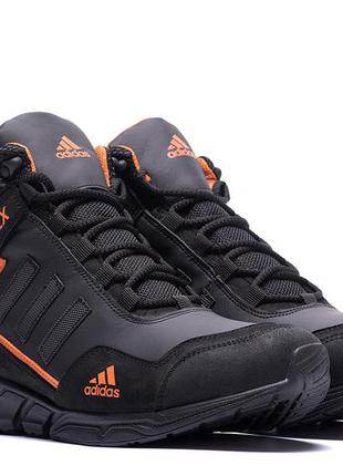 Мужские зимние кожаные ботинки adidas terrex black orang9 фото