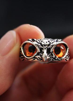 Крутое кольцо сова совушка со следящим взглядом унисекс4 фото