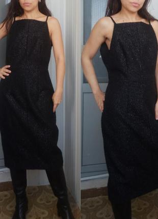 Платье чёрное вечернее с вырезом халтер h&m длины миди 170/92 см8 фото