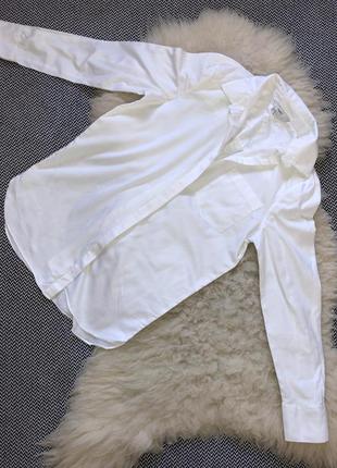 Хлопковая натуральная рубашка хлопок белоснежная базовая5 фото