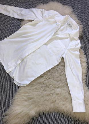 Хлопковая натуральная рубашка хлопок белоснежная базовая8 фото