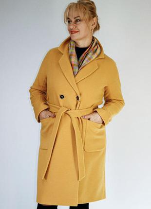 Супер пальто яркое желтое демисезонное кашемировое