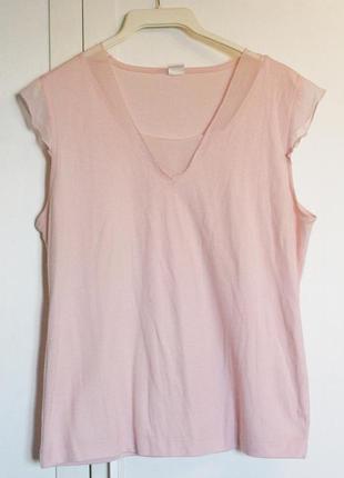 Нежная розовая маечка  с полупрозрачными вставками