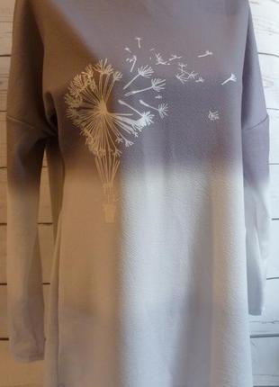 Интересная блуза свитшот  с принтом одуванчик4 фото