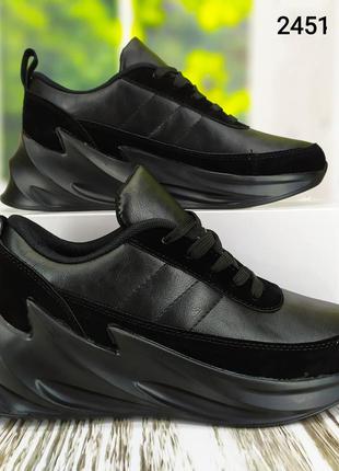 Черные демисезонные кроссовки в стиле акулы подростковые