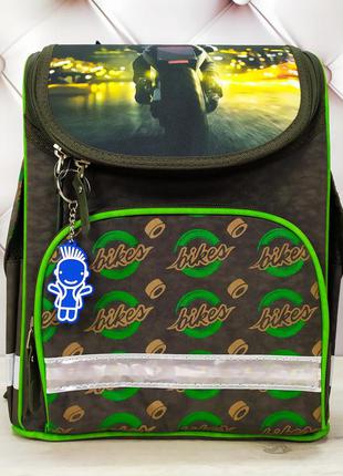 Рюкзак шкільний каркасний для хлопчика bagland, портфель до школи кольору хакі, 12 л.
