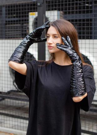 Перчатки женские длинные чёрные