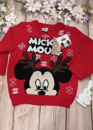 Новогодний вязанный свитер mickey mouse микки маус