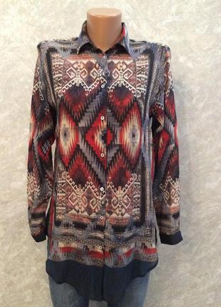 Блузка сорочка в орнамент розмір 6-8 zara