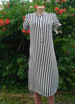 Сукня сорочка в смужку штапель туреччина5 фото