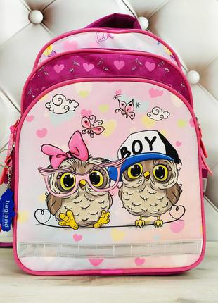 Шкільний рюкзак для дівчинки, рожево-малинового кольору з совами, bagland mouse, 515 (00513702)