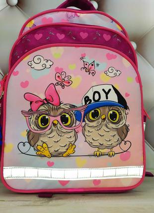 Школьный рюкзак для девочки, розово-малинового цвета с совами, bagland mouse, 515 (00513702)6 фото