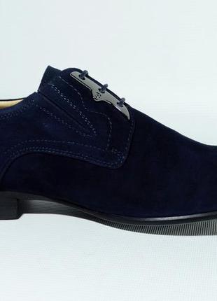 Замшевые мужские синие туфли2 фото