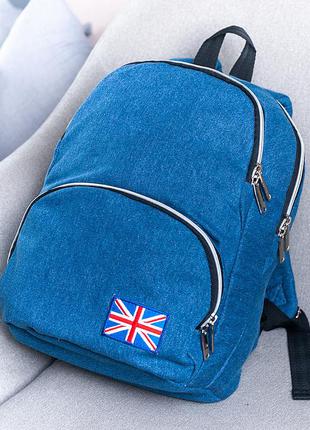 Женский рюкзак джинсовый синий средний два отеления (мв0088)