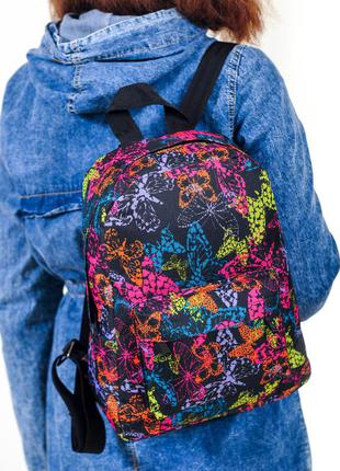Жіночий молодіжний яскравий рюкзак чорний + кольоровий для міста з принтом 7.5 л (мв0024)2 фото