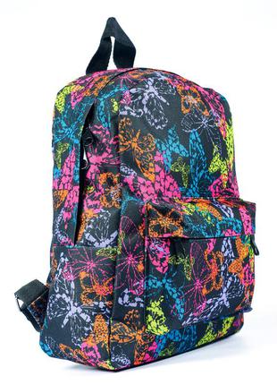 Жіночий молодіжний яскравий рюкзак чорний + кольоровий для міста з принтом 7.5 л (мв0024)6 фото