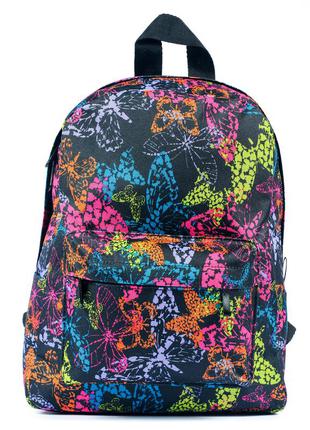 Жіночий молодіжний яскравий рюкзак чорний + кольоровий для міста з принтом 7.5 л (мв0024)7 фото