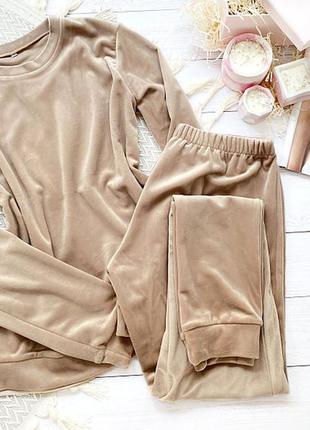 Бархатный спортивный костюм, велюровый домашний костюм, велюровая пижама штаны+кофта/плюшева піжама