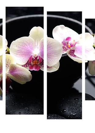 Модульная картина на холсте на стену для интерьера/спальни/офиса dk орхидеи 112х80 см (dkpm4-c213)