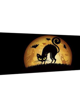 Картина на полотні на стіну для інтер`єру/спальні/прихожої чорна кішка 30х65 см (h3065_ym019)
