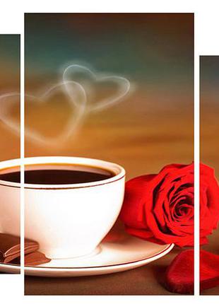 Модульна картина на полотні на стіну для інтер'єру / кухні / кафе dk чашка кави 100х53 см (m3-t109)
