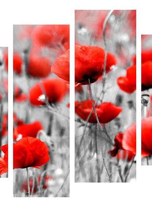 Модульна картина на полотні на стіну для інтер`єру/спальні/прихожої dk маки в полі 112х80 см (dkpm4-c43)
