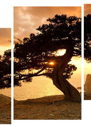 Модульная картина на холсте на стену для интерьера/спальни/офиса dk дерево 100х53 см (dkpm3-t163)