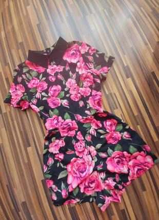 Ромпер/комбенизон/комбез в принт троянди