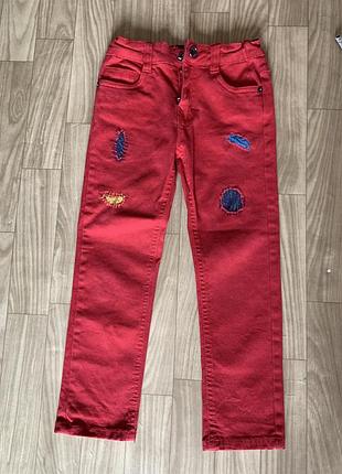 Джинсы 4-5 лет красные