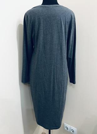 Серое трикотажное платье миди primark p 46/48