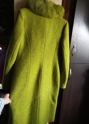 Шикарное шерстяное пальто оливковое5 фото