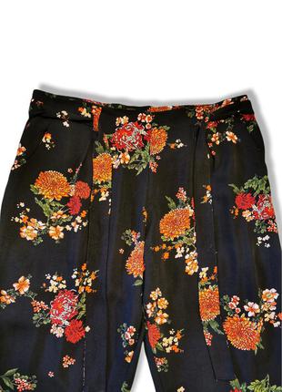 Брюки на резинке dorothy perkins в принт цветы с защипами штаны высокая посадка летние4 фото