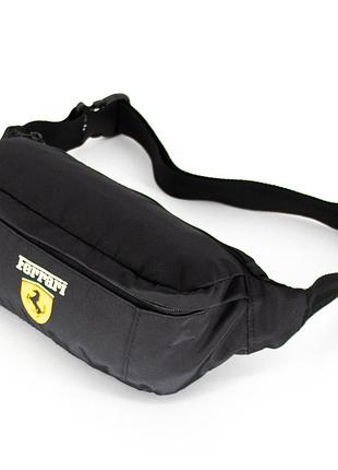 Стильная городская поясная сумка-бананка черная (в-f-в)