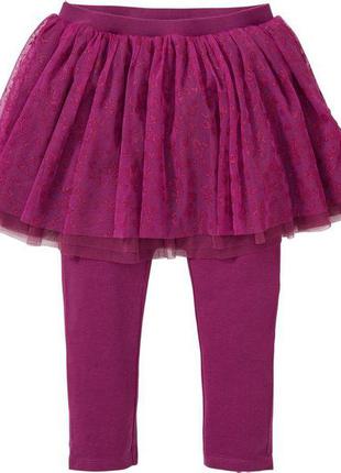 D1-00017, лосины хлопковые lupilu с мягкой фатиновой юбкой, 86/92 (1-2 года), для девочек, фиолетовый2 фото