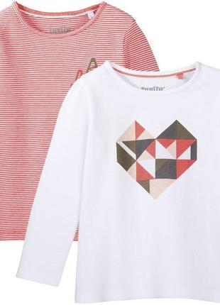 Комплект лонгсливов, реглан lupilu, 2 шт, футболки с длинными рукавами, 74/80 (6-12 мес)