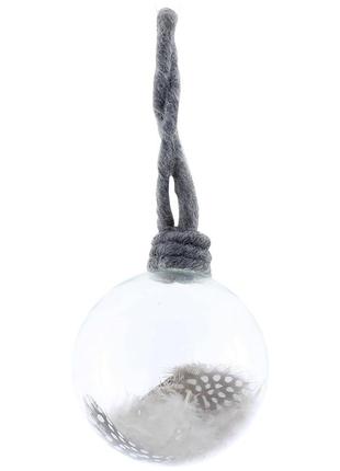 Новогодний стеклянный елочный шар с перьями zd trading ø 8 см1 фото