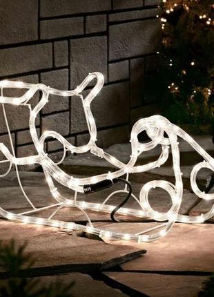 Новорічна 3d фігура санки melinera, 120 led, таймер, гірлянда дюралайт сані