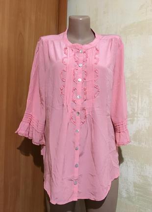 Романтическая шёлковая блуза,100%шёлк.большой размер!