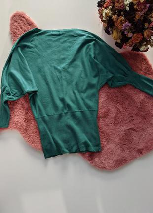Джемпер-пончо изумрудного цвета пуловер, свитер летучая мышь4 фото