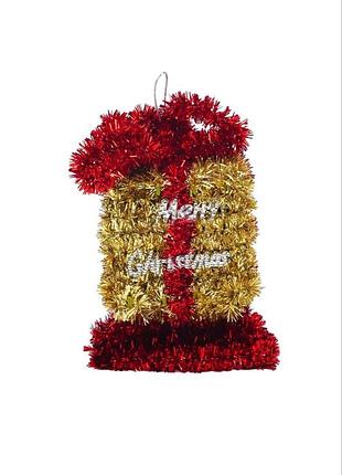 Новогодняя фигурка подвеска подарок christmas gifts, 14 см, из дождика, елочная игрушка