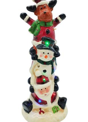 Декоративная новогодняя статуэтка санта клаус, снеговик, олень с led подсветкой absolu chic