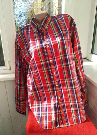 Удлиненная хлопковая стильная рубашка в клетку polo ralph lauren2 фото